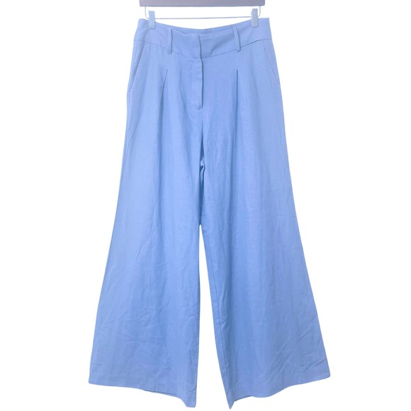 House of Harlow 1960 Pants - House of Harlow 1960 Wide Leg Linen Blend Pants Size 8 Blue Coastal Boho Casual